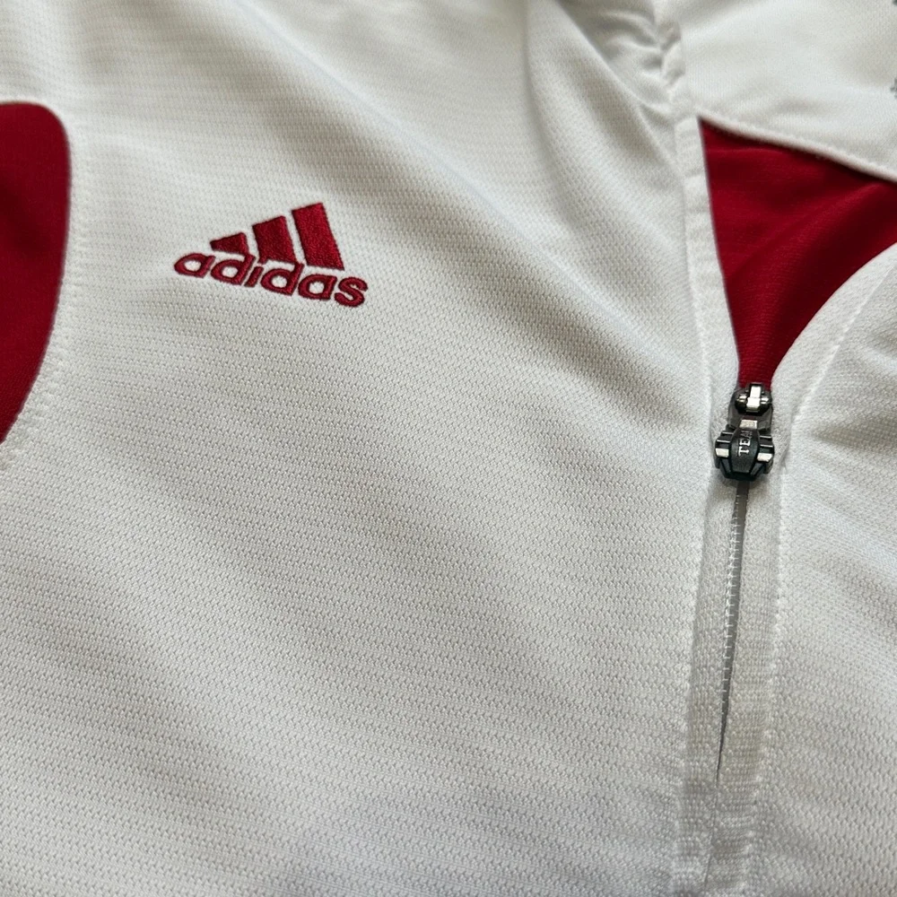 Adidas Red and White Track Jacket with Cal Logo